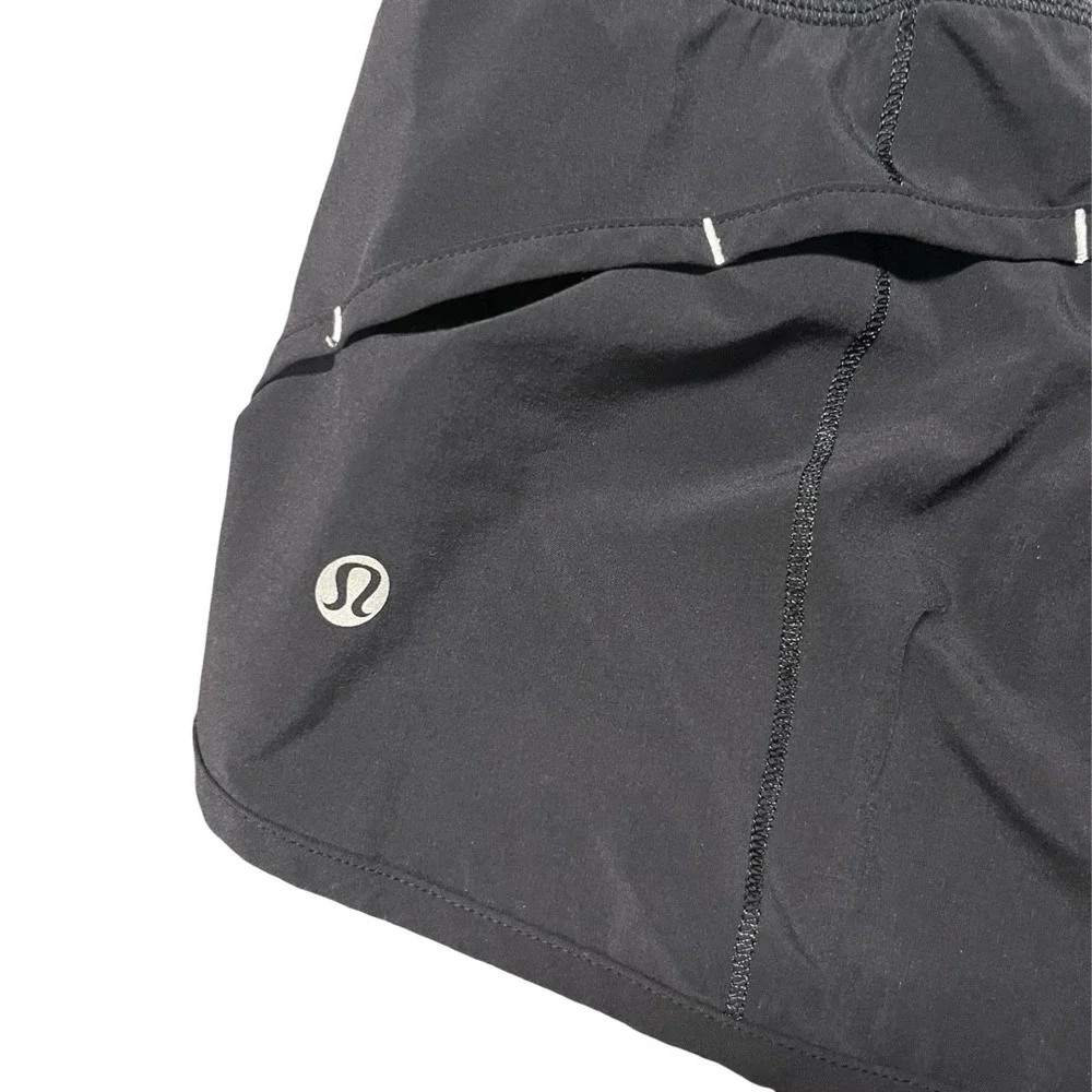 Lululemon Speed Up Shorts Black Gray Striped Running Workout Women's Size 4